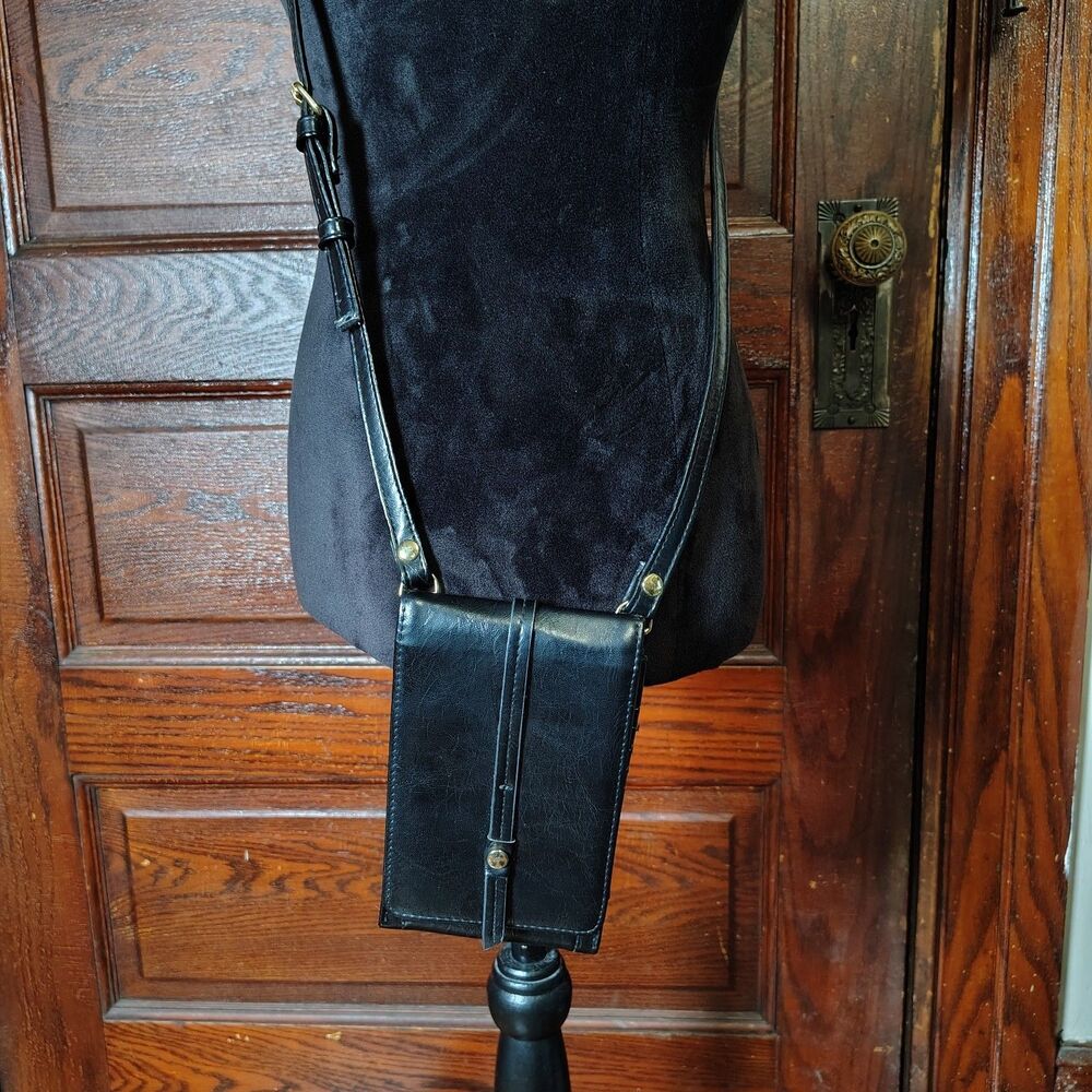 Minimalist Black Faux Leather Small Crossbody For Cards&Phone Purse